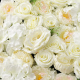 Maxbell Artificial Rose Hydrangea Flower Wall Panels Backdrop White