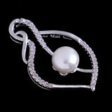 Maxbell Fashion Leaf Style Crystal Pearl Necklace Pendant Wedding Bride Jewelry Gift