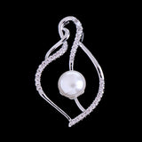 Maxbell Fashion Leaf Style Crystal Pearl Necklace Pendant Wedding Bride Jewelry Gift