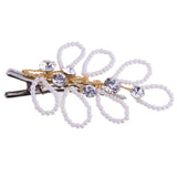 Maxbell Bridal Wedding Golden Pearls Hair Clips Barrette Hair Jewelry Gifts