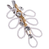 Maxbell Bridal Wedding Golden Pearls Hair Clips Barrette Hair Jewelry Gifts