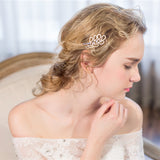 Maxbell Bridal Wedding Golden Pearls Hair Clips Barrette Hair Jewelry Gifts