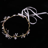 Maxbell Women Rhinestone Pearl Headband Wedding Bridal Tiara Vine Hair Band Head Piece Gift