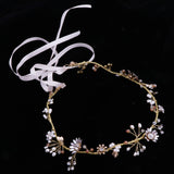 Maxbell Women Rhinestone Pearl Headband Wedding Bridal Tiara Vine Hair Band Head Piece Gift