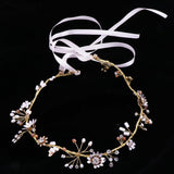 Maxbell Women Rhinestone Pearl Headband Wedding Bridal Tiara Vine Hair Band Head Piece Gift