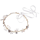 Maxbell Women Rhinestone Pearl Headband Wedding Bridal Tiara Vine Hair Band Head Piece Gift