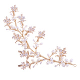 Maxbell Elegant Pearls Flower Leaf Bridal Side Hair Vine Hair Clip Wedding Jewelry