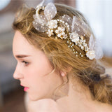 Maxbell Elegant Pearls Bridal Bridesmaid Flower Side Hair Clip Wedding Party Jewelry