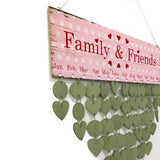 Maxbell Family Friends Heart Reminder Calendar Wooden Board Plaque Hanging Decor
