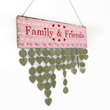 Maxbell Family Friends Heart Reminder Calendar Wooden Board Plaque Hanging Decor