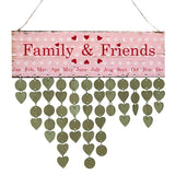 Maxbell Family Friends Heart Reminder Calendar Wooden Board Plaque Hanging Decor