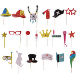 Maxbell 20 Pieces Birthday Photo Booth Props Kit Children Party Mask Photobooth Props Dress Up Accessory