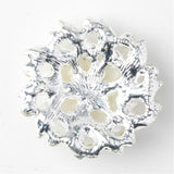 Maxbell 5 Pieces Beige Alloy Crystal Pearl Flower Buttons Jewelry Making Findings 32mm