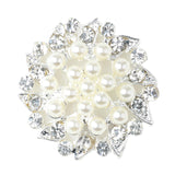 Maxbell 5 Pieces Beige Alloy Crystal Pearl Flower Buttons Jewelry Making Findings 32mm