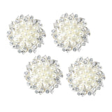 Maxbell 5 Pieces Beige Alloy Crystal Pearl Flower Buttons Jewelry Making Findings 32mm