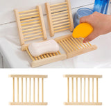 Maxbell 2 Pieces Natural Wood Soap Tray Holder Dish and Clear Acrylic Soap Dish Case Storage Bath Shower Plate Home Bathroom Wash Soap Holder Storage Organizer