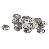 Maxbell 30 Pieces Antique Silver Round Blank Tree Tags Label DIY Jewelry Charms Pendants Findings for DIY Hair Accessories Jewelry Making Craft