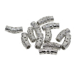 Maxbell 12Pieces White Gold Plated Filigree Tube Beads Bracelet DIY Jewelry Findings