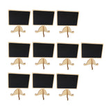 Maxbell 10 Pieces Mini Wood Blackboard Memo Message Board Sign Display Board 8.9 x 9.8 cm Small Chalkboard Stand Clips Wooden Menu Black Board for Restaurant Coffee Bar