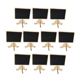 Maxbell 10 Pieces Mini Wood Blackboard Memo Message Board Sign Display Board 8.9 x 9.8 cm Small Chalkboard Stand Clips Wooden Menu Black Board for Restaurant Coffee Bar