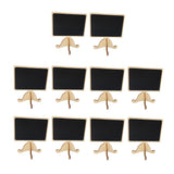 Maxbell 10 Pieces Mini Wood Blackboard Memo Message Board Sign Display Board 8.9 x 9.8 cm Small Chalkboard Stand Clips Wooden Menu Black Board for Restaurant Coffee Bar