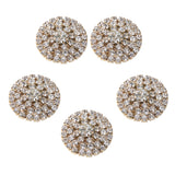 Maxbell 5 Pieces Round Alloy Rhinestone Crystal Flatback Craft Buttons Embellishment for DIY Clothing Bag Decoration