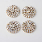 Maxbell 5 Pieces Round Alloy Rhinestone Crystal Flatback Craft Buttons Embellishment for DIY Clothing Bag Decoration