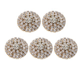 Maxbell 5 Pieces Round Alloy Rhinestone Crystal Flatback Craft Buttons Embellishment for DIY Clothing Bag Decoration