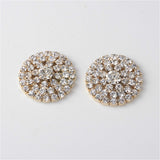 Maxbell 5 Pieces Round Alloy Rhinestone Crystal Flatback Craft Buttons Embellishment for DIY Clothing Bag Decoration