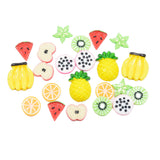 Maxbell 22 Pieces Lots Mixed DIY Flatbacks Resin Flat Back Pitaya Orange Apple Watermelon Carambola Banana Kiwi Cabochon Buttons Scrapbooking Slime Charm DIY Embellishment Craft