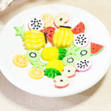 Maxbell 22 Pieces Lots Mixed DIY Flatbacks Resin Flat Back Pitaya Orange Apple Watermelon Carambola Banana Kiwi Cabochon Buttons Scrapbooking Slime Charm DIY Embellishment Craft