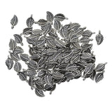 Maxbell 100 Pieces Mini Charms Antique Silver Leaves Shape Pendant Handmade Hanging Crafts for DIY Fashion Vintage Choker Necklace Bracelet Accessories