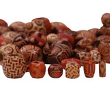 Maxbell 150 Pieces Assorted Style Printed Boho Wooden Wood Beads Large Hole Loose Spacer Beads Jewelry Making Accessories