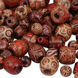 Maxbell 150 Pieces Assorted Style Printed Boho Wooden Wood Beads Large Hole Loose Spacer Beads Jewelry Making Accessories