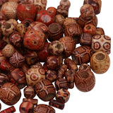 Maxbell 150 Pieces Assorted Style Printed Boho Wooden Wood Beads Large Hole Loose Spacer Beads Jewelry Making Accessories