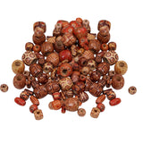 Maxbell 150 Pieces Assorted Style Printed Boho Wooden Wood Beads Large Hole Loose Spacer Beads Jewelry Making Accessories