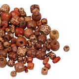 Maxbell 150 Pieces Assorted Style Printed Boho Wooden Wood Beads Large Hole Loose Spacer Beads Jewelry Making Accessories