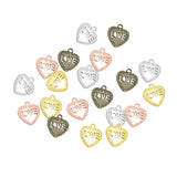 Maxbell LOVE on the Heart Charms - 20x18mm - Metal Antique Bronze, Silver, Gold, Rose gold Colors, Love Pendants Ancient Silver Jewelry Findings Making Craft Supplies