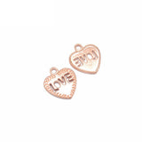 Maxbell LOVE on the Heart Charms - 20x18mm - Metal Antique Bronze, Silver, Gold, Rose gold Colors, Love Pendants Ancient Silver Jewelry Findings Making Craft Supplies