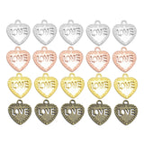 Maxbell LOVE on the Heart Charms - 20x18mm - Metal Antique Bronze, Silver, Gold, Rose gold Colors, Love Pendants Ancient Silver Jewelry Findings Making Craft Supplies