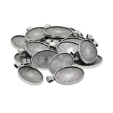 Maxbell 20 Pieces Oval Pendant Trays - 20 x 30 mm - Antique Silver, Pendant Blanks Cameo Bezel Cabochon Settings - for DIY Jewelry Making Necklace Bracelet Findings