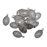 Maxbell 20 Pieces Oval Pendant Trays - 20 x 30 mm - Antique Silver, Pendant Blanks Cameo Bezel Cabochon Settings - for DIY Jewelry Making Necklace Bracelet Findings