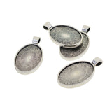 Maxbell 20 Pieces Oval Pendant Trays - 20 x 30 mm - Antique Silver, Pendant Blanks Cameo Bezel Cabochon Settings - for DIY Jewelry Making Necklace Bracelet Findings