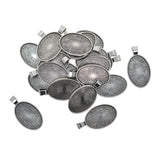 Maxbell 20 Pieces Oval Pendant Trays - 20 x 30 mm - Antique Silver, Pendant Blanks Cameo Bezel Cabochon Settings - for DIY Jewelry Making Necklace Bracelet Findings