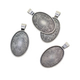 Maxbell 20 Pieces Oval Pendant Trays - 20 x 30 mm - Antique Silver, Pendant Blanks Cameo Bezel Cabochon Settings - for DIY Jewelry Making Necklace Bracelet Findings