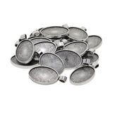 Maxbell 20 Pieces Oval Pendant Trays - 20 x 30 mm - Antique Silver, Pendant Blanks Cameo Bezel Cabochon Settings - for DIY Jewelry Making Necklace Bracelet Findings