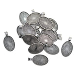 Maxbell 20 Pieces Oval Pendant Trays - 20 x 30 mm - Antique Silver, Pendant Blanks Cameo Bezel Cabochon Settings - for DIY Jewelry Making Necklace Bracelet Findings