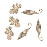 Maxbell 6 Piece Gold Alloy Leaves Buttons Wedding Jewelry Making Findings for DIY Bridal Hair Accessories