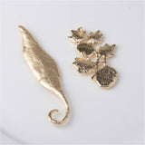 Maxbell 6 Piece Gold Alloy Leaves Buttons Wedding Jewelry Making Findings for DIY Bridal Hair Accessories