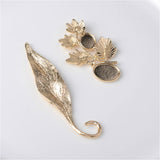 Maxbell 6 Piece Gold Alloy Leaves Buttons Wedding Jewelry Making Findings for DIY Bridal Hair Accessories